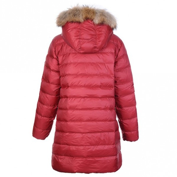 Moncler lunga rossa Pelliccia protezione calda Cappotti uscita